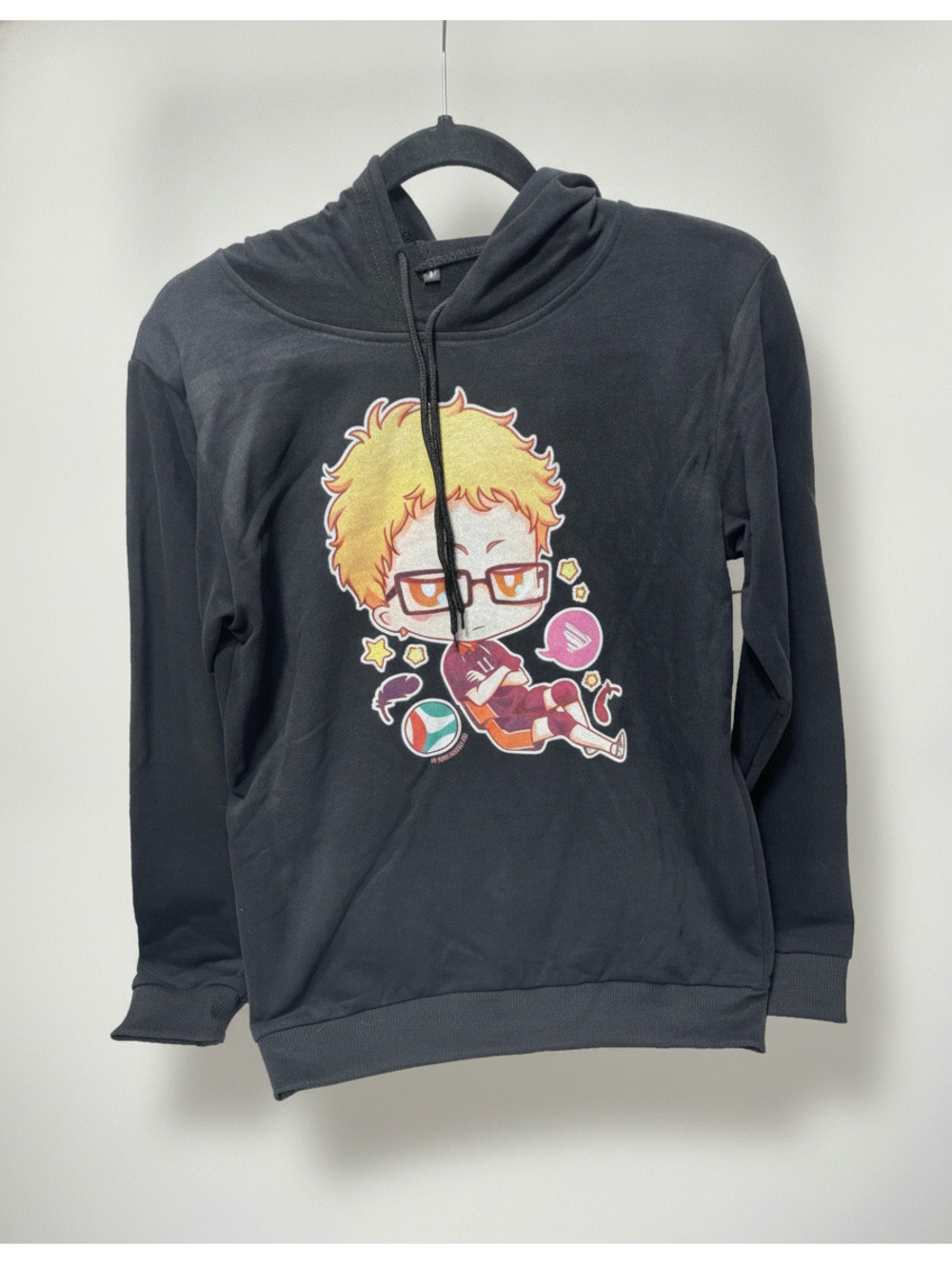 Tsukishima Kei Youth Medium Unisex Black Hoodie - Haikyuu!! Character Apparel